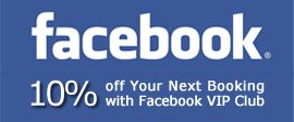 10% off your next booking with Facebook VIP club